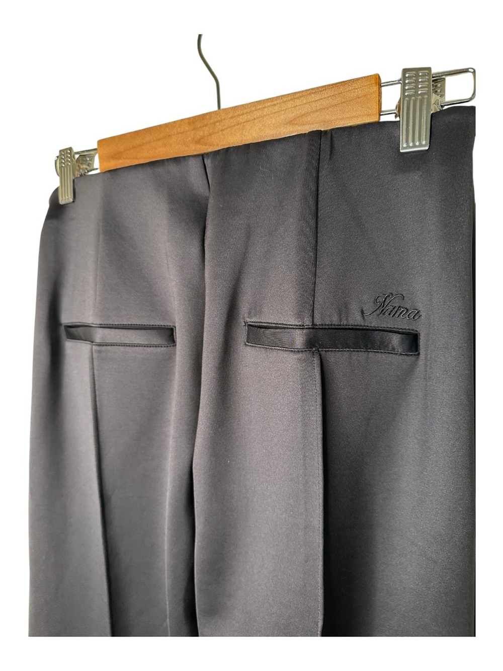 Nama Scuba Pintuck Pants Black Size Large High Rise Stretch Straight Leg New - Picture 8 of 13